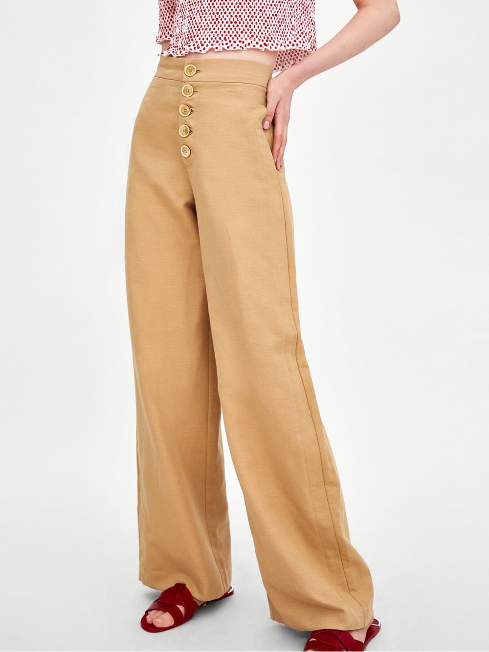 High waist mariner pants in linen and cotton blend- size medium nwot
